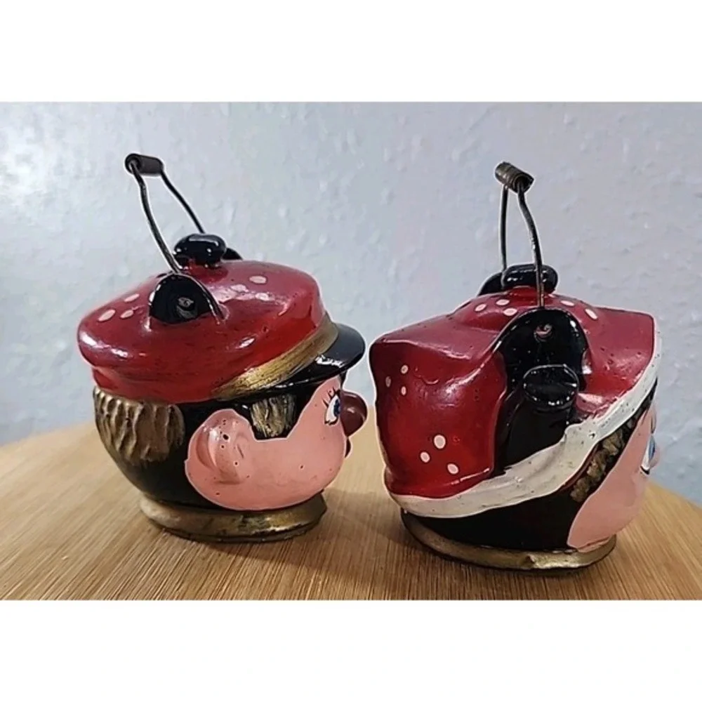 Vintage Redware Japan Dutch Boy and Girl Teapot Salt and Pepper Shaker Pair‎